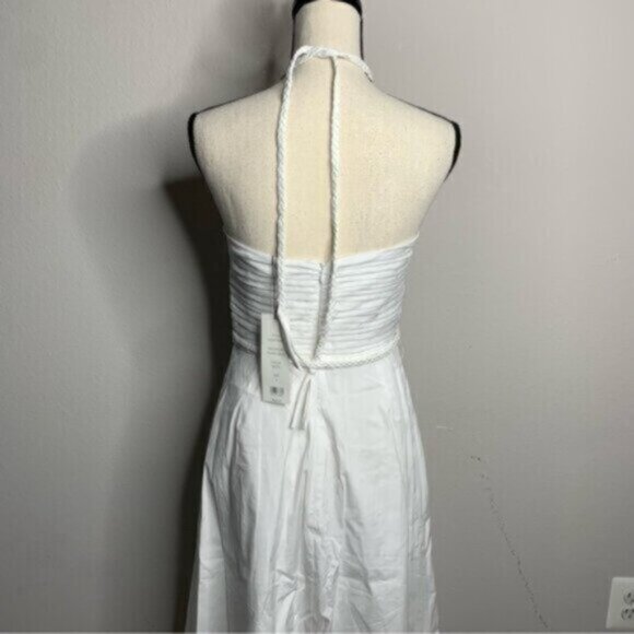 Veronica Beard White Tucker Ruched Halter Midi Dress - Picture 10 of 14